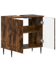 Armadio per Lavabo da Bagno ZWOLLE Rovere Fumo 2