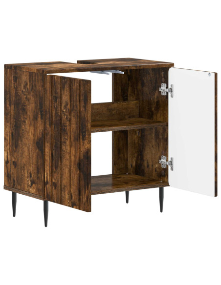Armadio per Lavabo da Bagno ZWOLLE Rovere Fumo