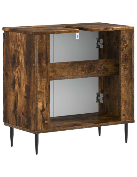 Armadio per Lavabo da Bagno ZWOLLE Rovere Fumo