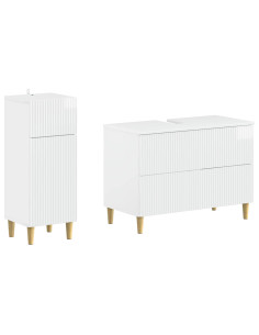 Set di Armadi da Bagno da 2 Pezzi ARNHEM Bianco Lucido