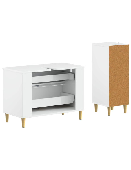 Set di Armadi da Bagno da 2 Pezzi ARNHEM Bianco Lucido
