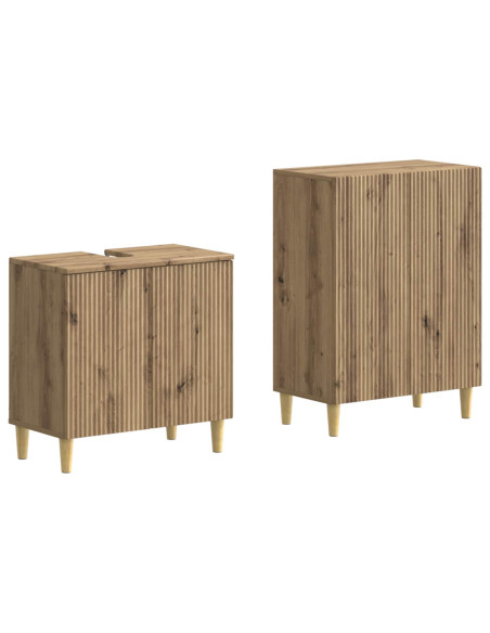 Set di Armadi da Bagno da 2 Pezzi ARNHEM Rovere Artigianale