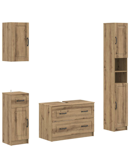 Set di Mobili da Bagno da 4 Pezzi UTRECHT Rovere Artigianale