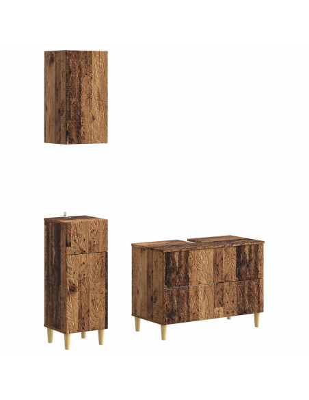 Set di armadietti da bagno in 3 pezzi DELFT Legno antico
