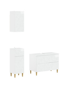 Set di armadietti da bagno in 3 pezzi DELFT Bianco Lucido