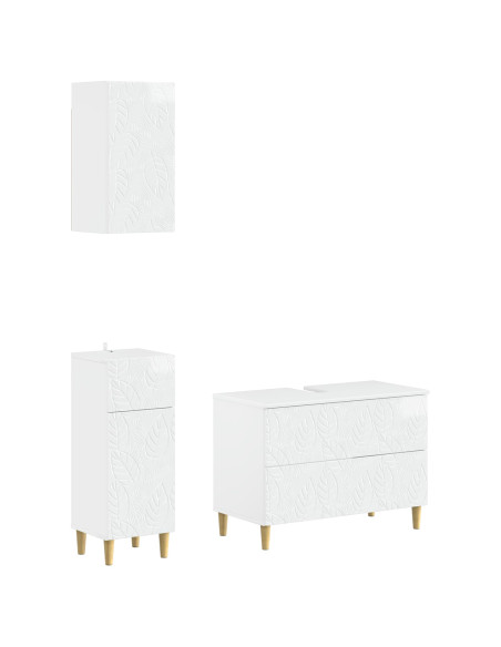 Set di armadietti da bagno in 3 pezzi DELFT Bianco Lucido