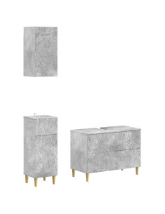 Set di armadietti da bagno in 3 pezzi DELFT Grigio Cemento