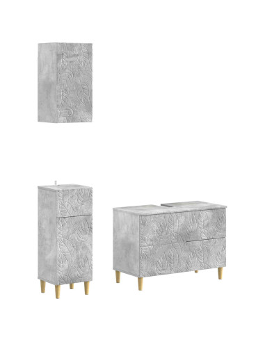 Set di armadietti da bagno in 3 pezzi DELFT Grigio Cemento