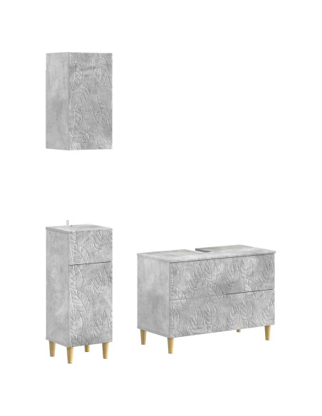 Set di armadietti da bagno in 3 pezzi DELFT Grigio Cemento