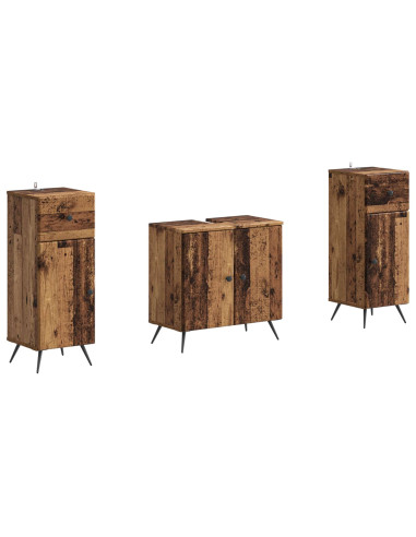 Set di Armadi da Bagno da 2 Pezzi BREDA Legno antico