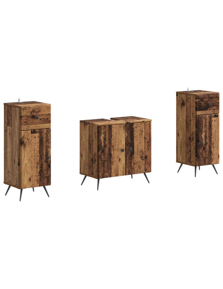 Set di Armadi da Bagno da 2 Pezzi BREDA Legno antico