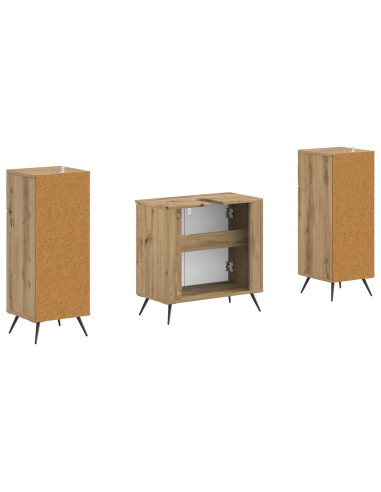 Set di Armadi da Bagno da 2 Pezzi BREDA Rovere Artigianale