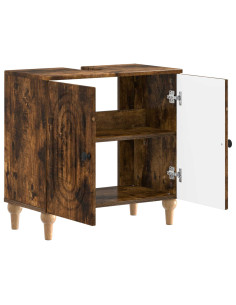 Armadio per Lavabo da Bagno ALKMAAR Rovere Fumo 2
