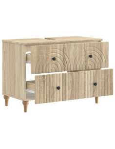 Armadio per Lavabo da Bagno ALKMAAR Rovere Sonoma 2
