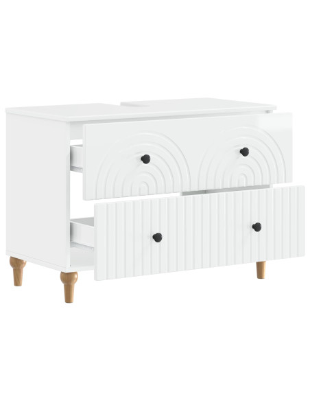 Armadio per Lavabo da Bagno ALKMAAR Bianco Lucido