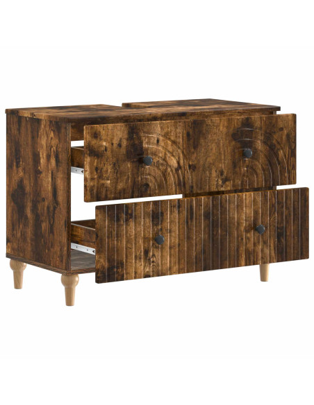 Armadio per Lavabo da Bagno ALKMAAR Rovere Fumo 82 x 41 x 59 cm