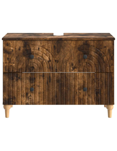 Armadio per Lavabo da Bagno ALKMAAR Rovere Fumo 82 x 41 x 59 cm