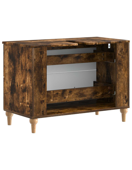 Armadio per Lavabo da Bagno ALKMAAR Rovere Fumo 82 x 41 x 59 cm