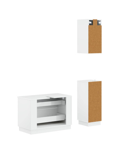 Set di armadietti da bagno in 3 pezzi HOORN Bianco Lucido