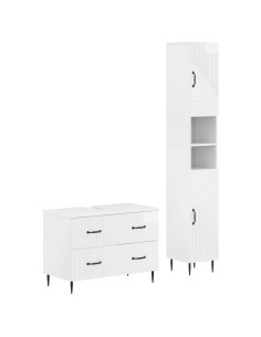 Set di Armadi da Bagno da 2 Pezzi HAARLEM Bianco Lucido