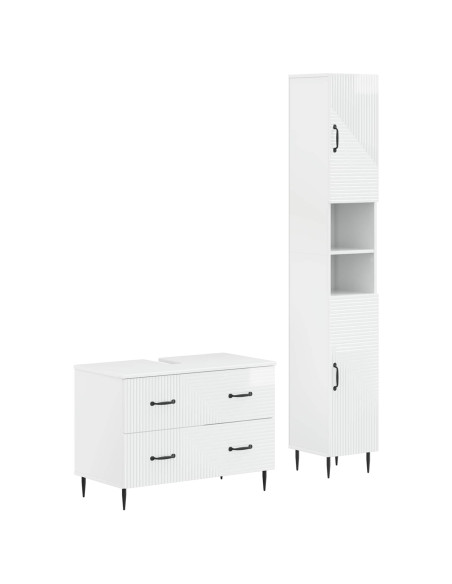 Set di Armadi da Bagno da 2 Pezzi HAARLEM Bianco Lucido