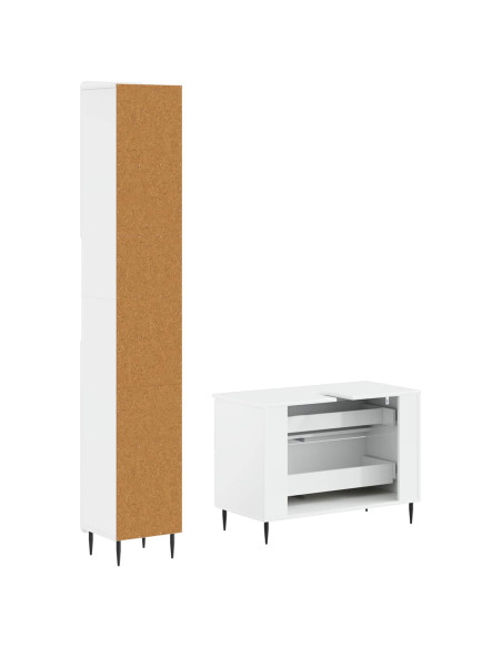 Set di Armadi da Bagno da 2 Pezzi HAARLEM Bianco Lucido