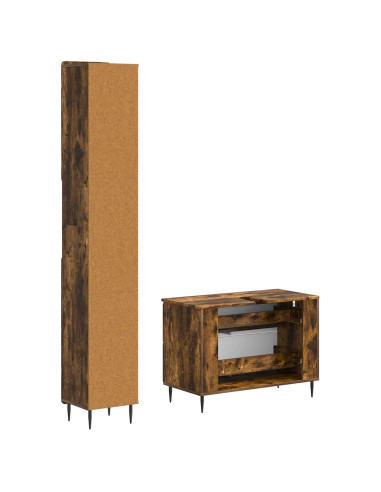 Set di Armadi da Bagno da 2 Pezzi HAARLEM Rovere Fumo