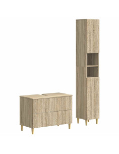 Set di Armadi da Bagno da 2 Pezzi DELFT Rovere Sonoma