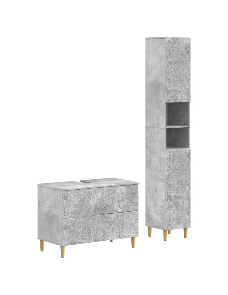 Set di Armadi da Bagno da 2 Pezzi DELFT Grigio Cemento