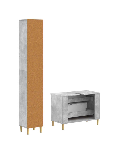 Set di Armadi da Bagno da 2 Pezzi DELFT Grigio Cemento