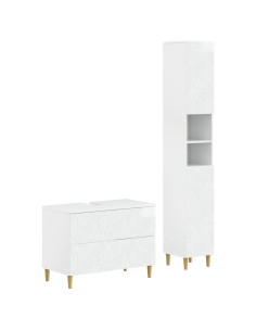 Set di Armadi da Bagno da 2 Pezzi DELFT Bianco Lucido