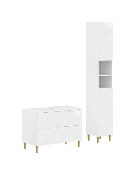 Set di Armadi da Bagno da 2 Pezzi DELFT Bianco Lucido