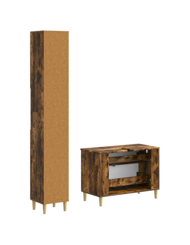 Set di Armadi da Bagno da 2 Pezzi DELFT Rovere Fumo