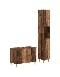 Set di Armadi da Bagno da 2 Pezzi DELFT Legno antico