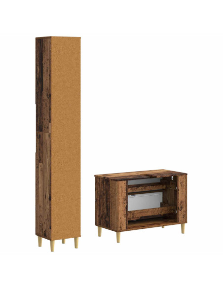 Set di Armadi da Bagno da 2 Pezzi DELFT Legno antico