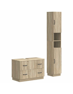 Set di Armadi da Bagno da 2 Pezzi HOORN Rovere Sonoma