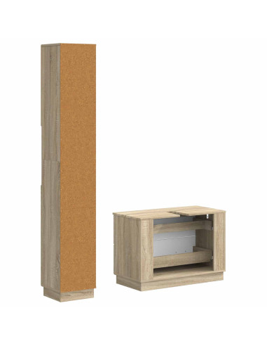 Set di Armadi da Bagno da 2 Pezzi HOORN Rovere Sonoma