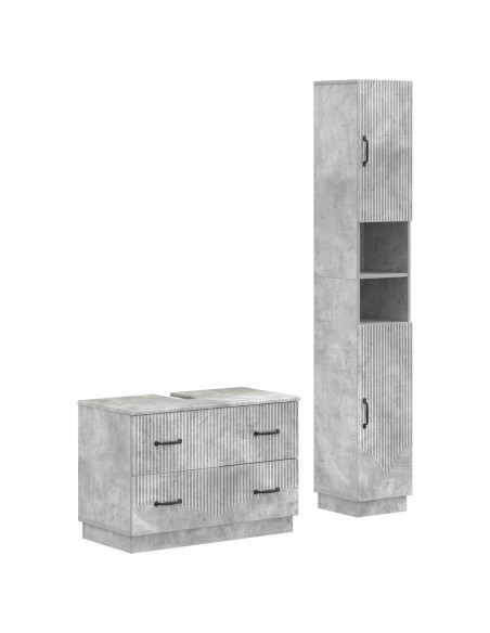 Set di Armadi da Bagno da 2 Pezzi HOORN Grigio Cemento