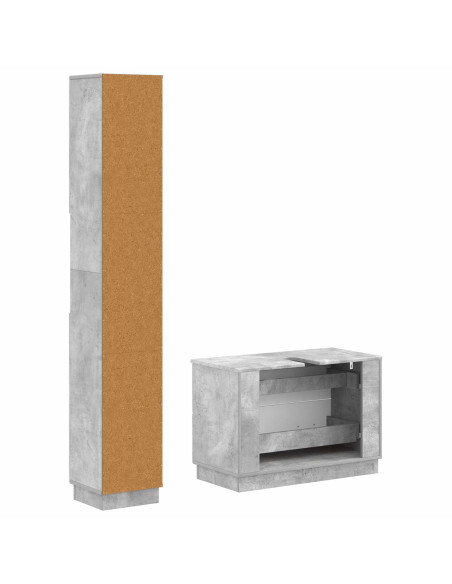 Set di Armadi da Bagno da 2 Pezzi HOORN Grigio Cemento