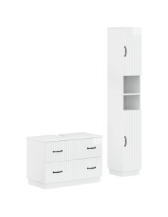 Set di Armadi da Bagno da 2 Pezzi HOORN Bianco Lucido