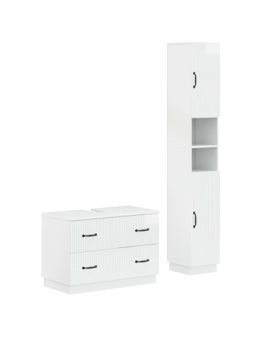 Set di Armadi da Bagno da 2 Pezzi HOORN Bianco Lucido