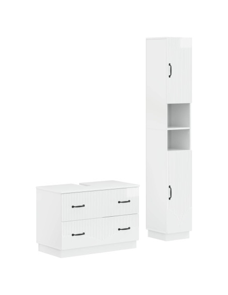 Set di Armadi da Bagno da 2 Pezzi HOORN Bianco Lucido