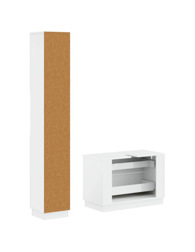 Set di Armadi da Bagno da 2 Pezzi HOORN Bianco Lucido