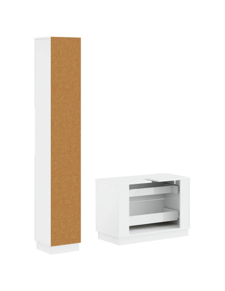 Set di Armadi da Bagno da 2 Pezzi HOORN Bianco Lucido
