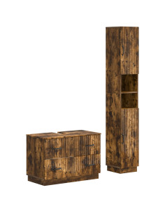 Set di Armadi da Bagno da 2 Pezzi HOORN Rovere Fumo