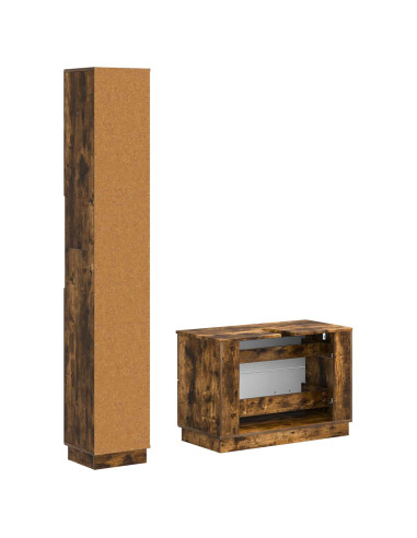 Set di Armadi da Bagno da 2 Pezzi HOORN Rovere Fumo