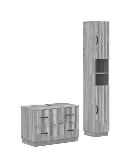 Set di Armadi da Bagno da 2 Pezzi HOORN Sonoma grigio