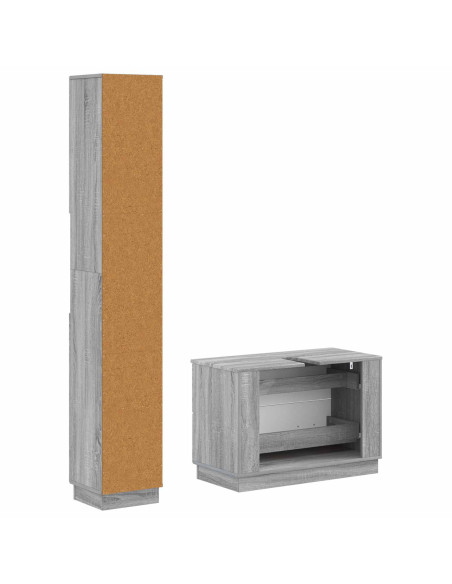 Set di Armadi da Bagno da 2 Pezzi HOORN Sonoma grigio