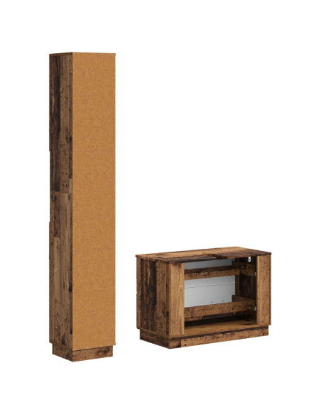 Set di Armadi da Bagno da 2 Pezzi HOORN Legno antico