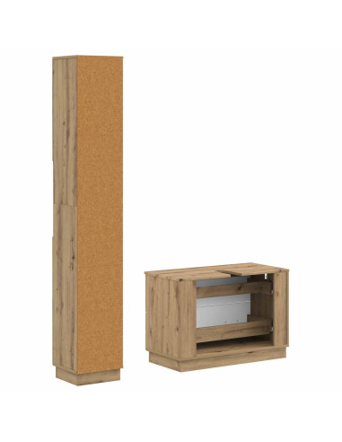 Set di Armadi da Bagno da 2 Pezzi HOORN Rovere Artigianale